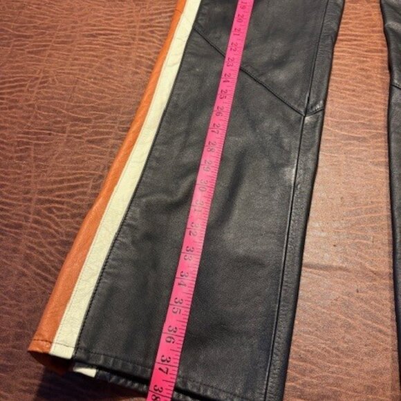 Woman's Harley Davidson Leather Chaps - Black and Orange - Size M - Picture 6 of 10